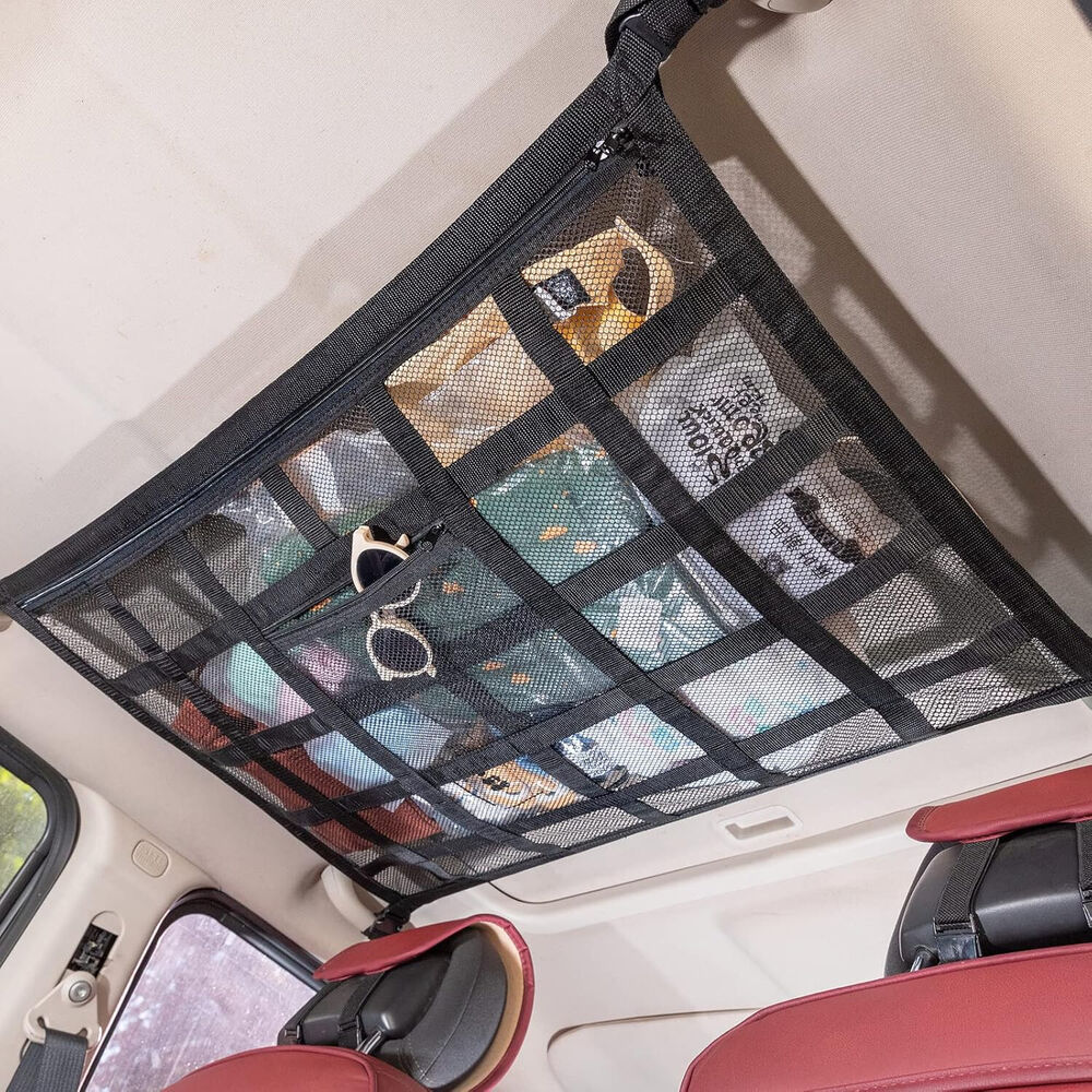 Upgrade Car Ceiling Cargo Net Pocket,DoubleLayer Mesh-Car-Roof Storage Organizer