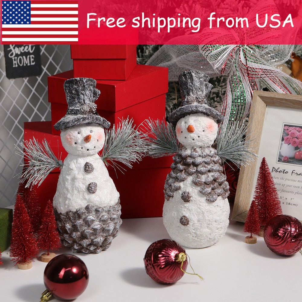 2PC Christmas Decoration Ornament Christmas Snowman Doll Plush Toy Snowman Gift