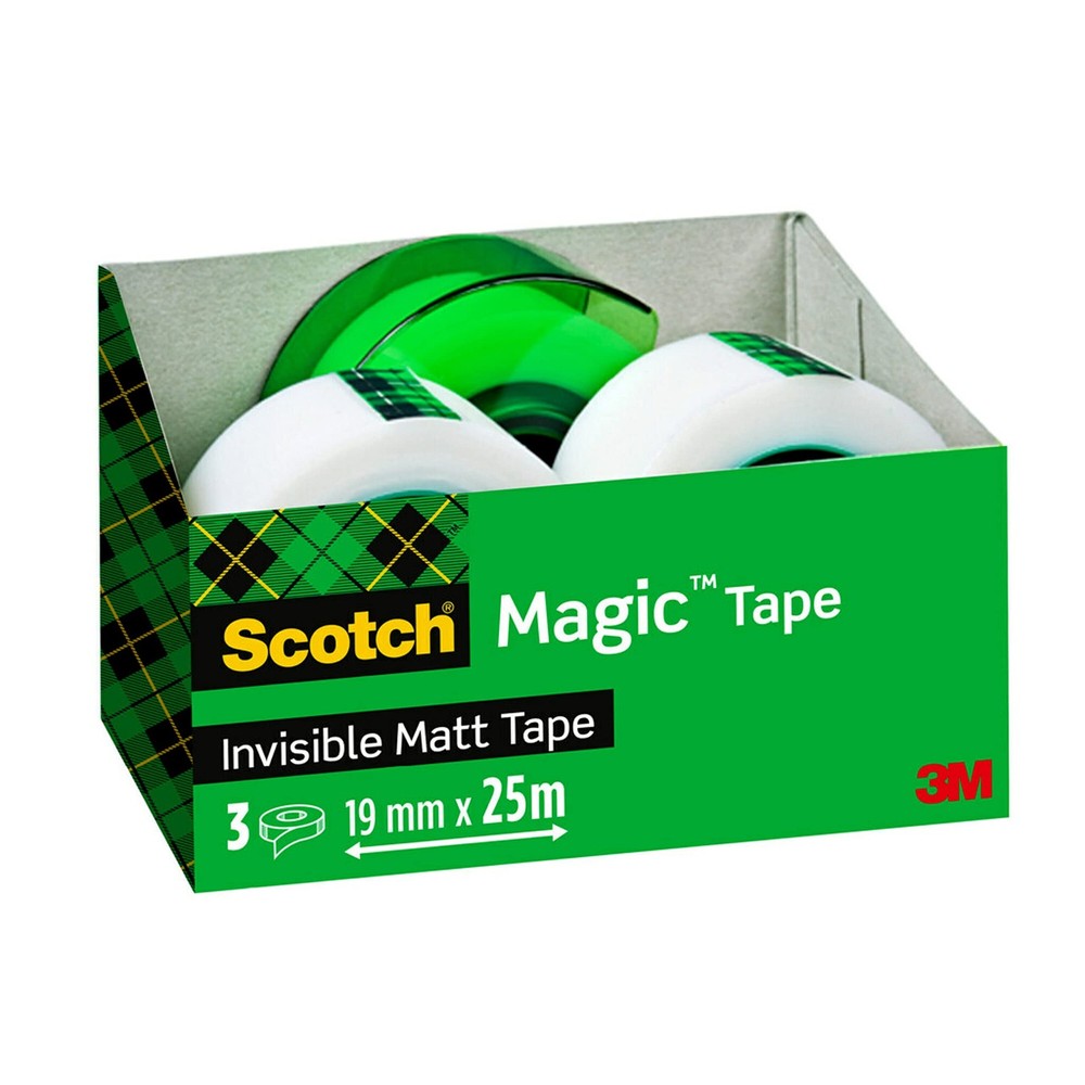 3M Scotch Handheld Tape Dispenser with 3 Magic Sticky Tape Rolls AAMT-3  