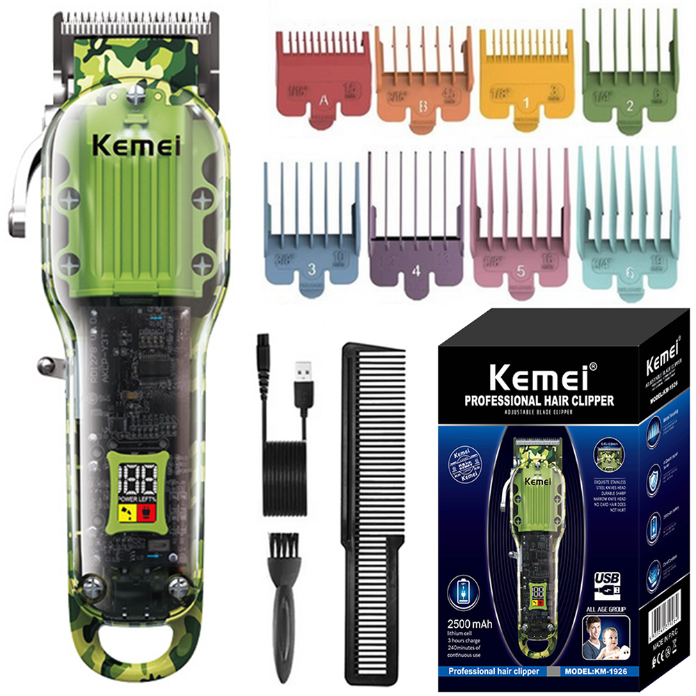 Kemei-1926 Cordless USB Hair Clipper Trimmer Set BK23 for Professional Haircuts
