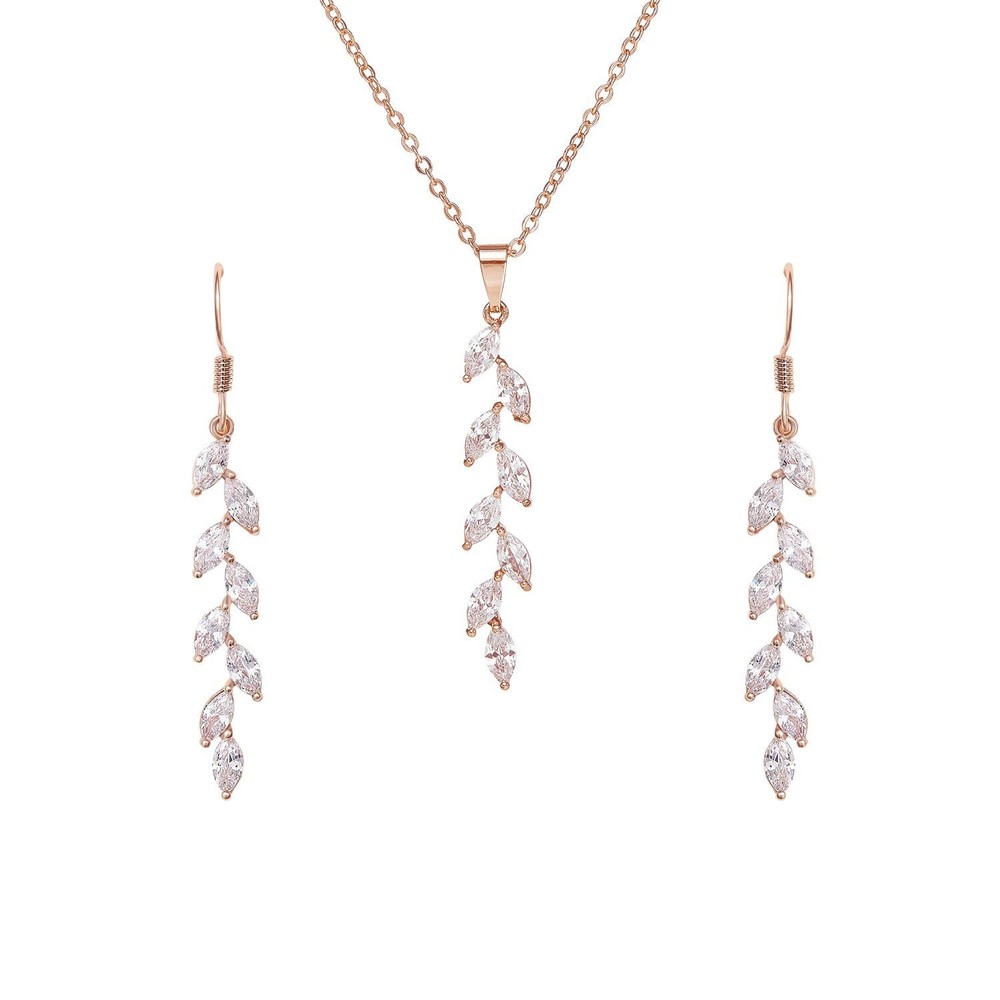 SWEETV Cubic Zirconia Marquise Wedding Jewelry Sets for Brides and Bridesmaids