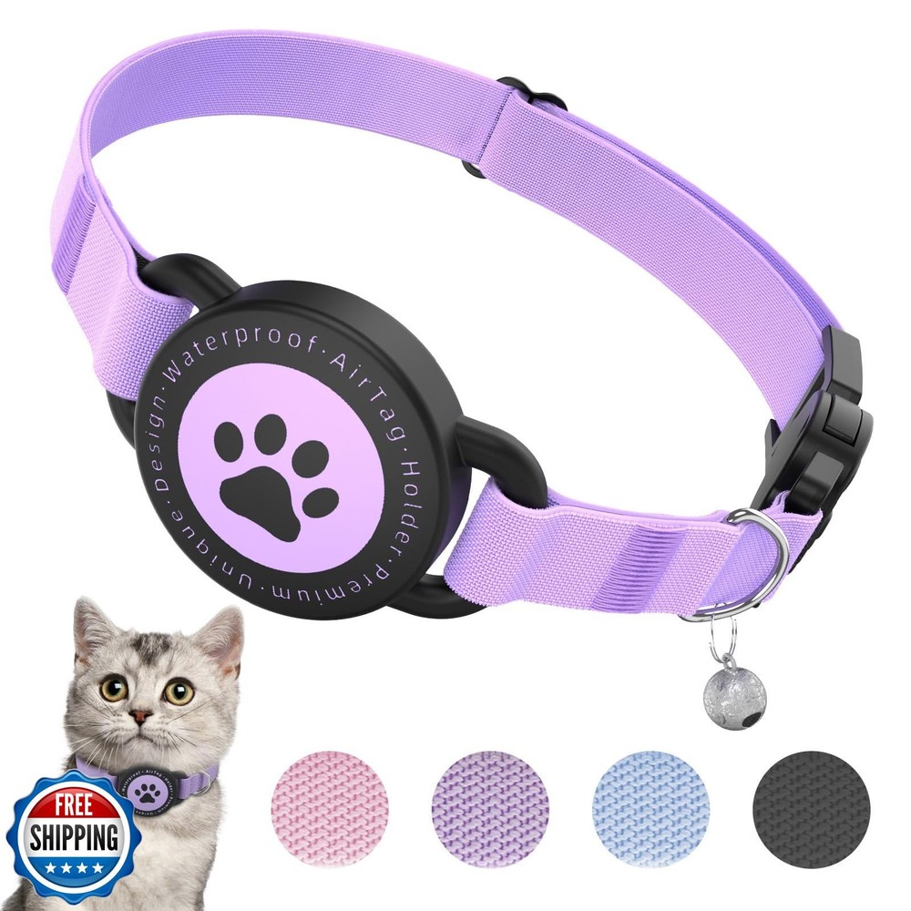Stretchy Kitten Collar with Secure Apple AirTag Holder Lightweight Breakaway Design