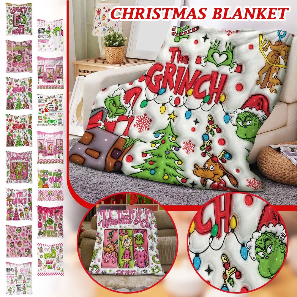 How the Grinch steal Christmas Sofa Bed Soft Flannel Blanket Throw Xmas Gift NEW