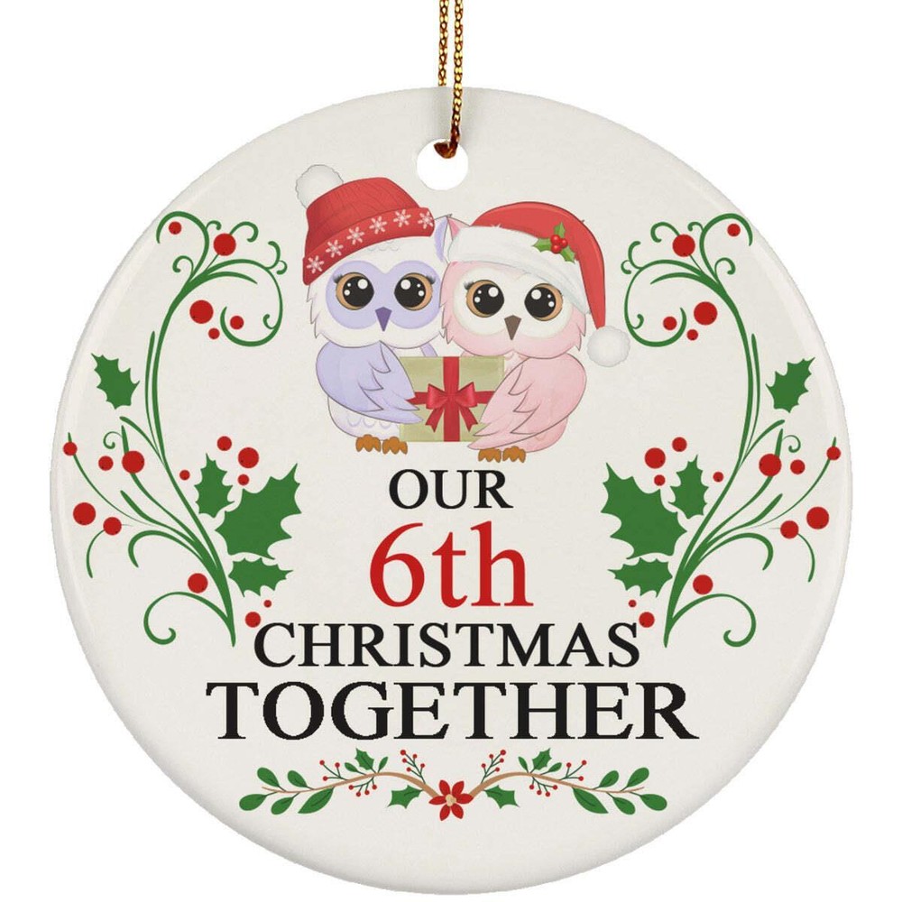 Funny Couple Owl Bird Ornament Christmas Gift 6th Wedding 6 Years Anniversary