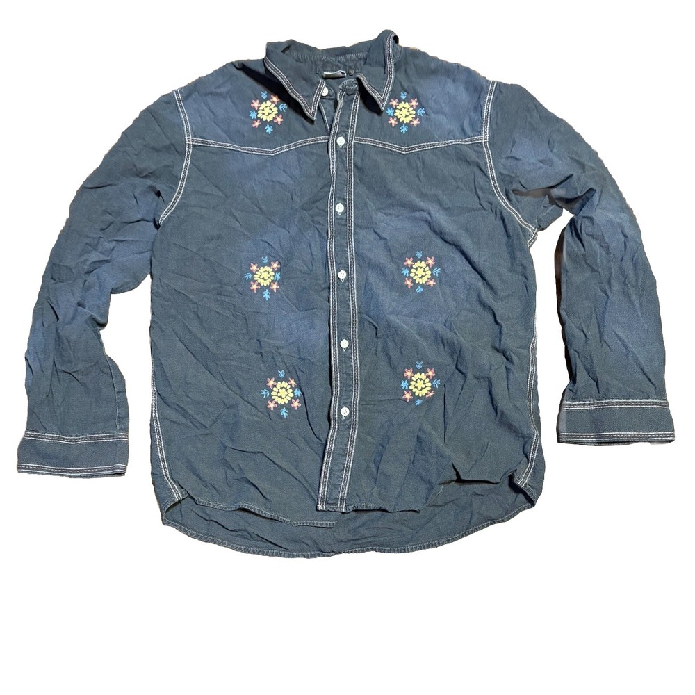 Levis Vintage Clothing LVC Strictly Rockers Chambray Shirt XL Embroidered Floral