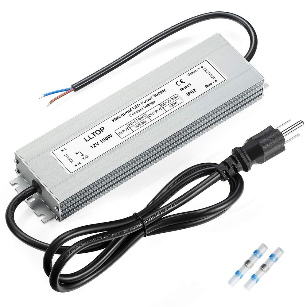 LED Driver 100 Watts Waterproof IP67 Power Supply AC100-264V to 12V DC 8.3A L...
