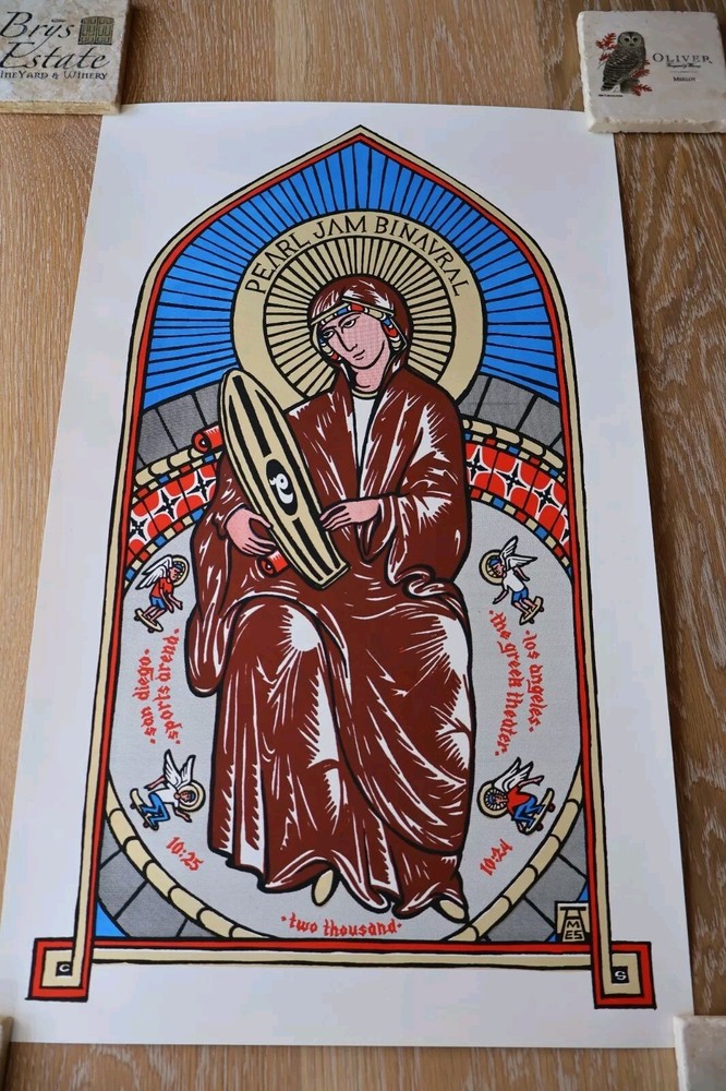 Pearl Jam Concert Poster 2000 Los Angeles San Diego Ames Bros Rare