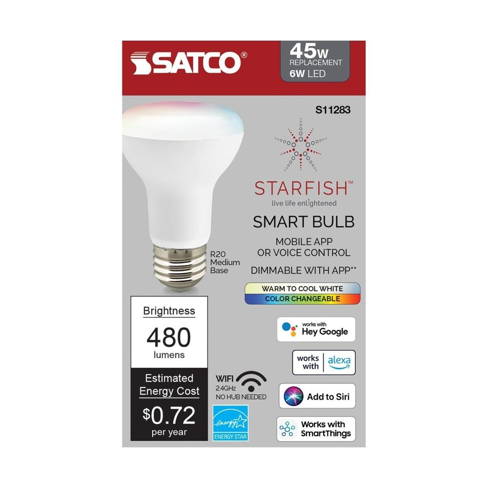 Satco S11283 - 6 Watt R20 LED - RGB & Tunable White- Starfish IOT - 120 Volts-image