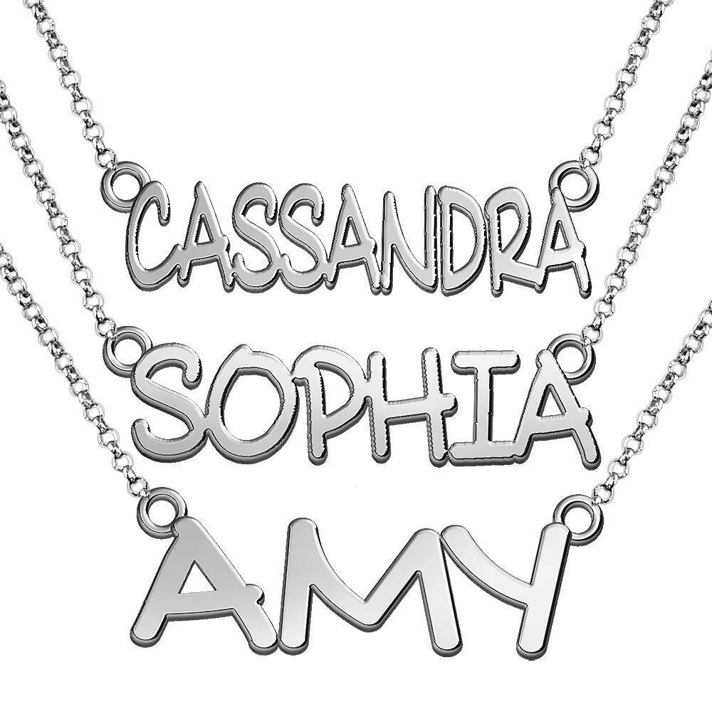 1-Inch 14k White Gold Personalized Name Plate  -image