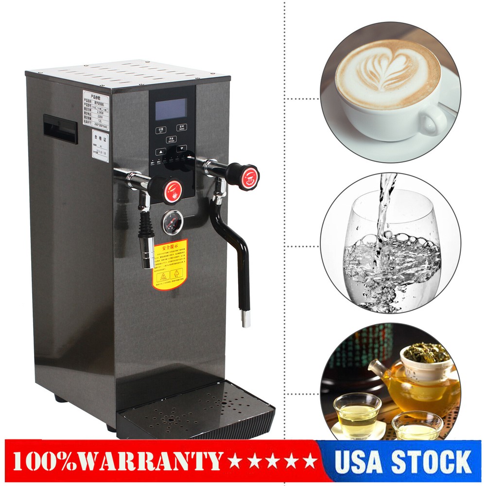 2500W Commercial Steam Water Boiling Machine Espresso Coffee Milk Foam Maker 12L