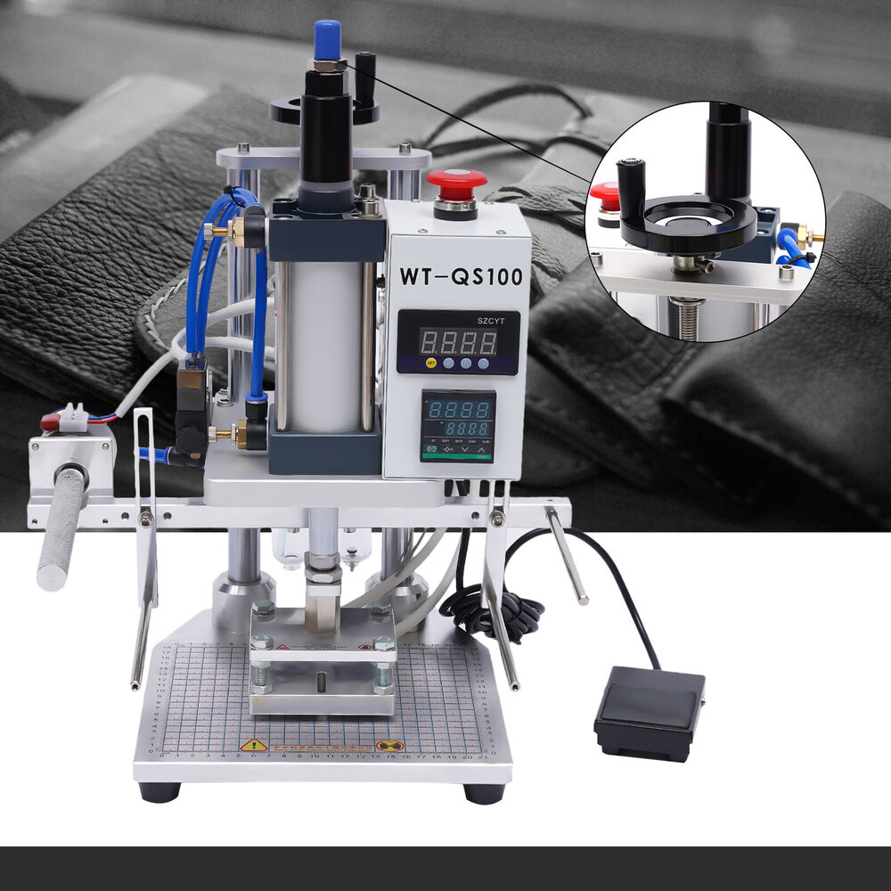 Hot Foil Stamping Machine 500W Air Pneumatic Logo Leather PVC Press 80*100mm