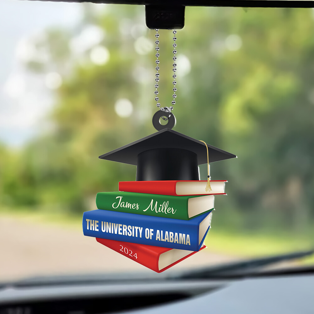 2024 Graduation Cap & Books Personalized Keepsake Ornament-image