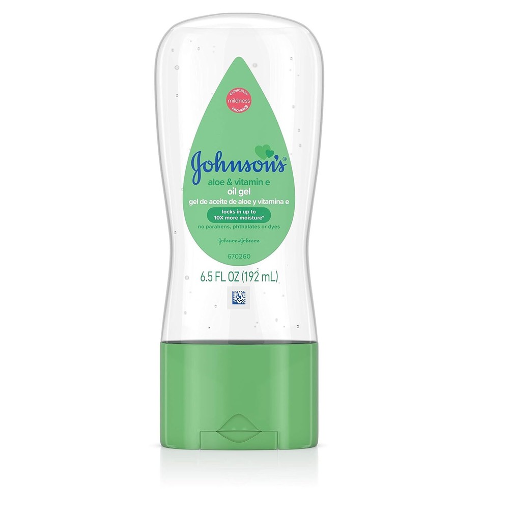 Johnson's Baby Oil Gel with Aloe Vera & Vitamin E, Baby Skin Care, 6.5 oz.