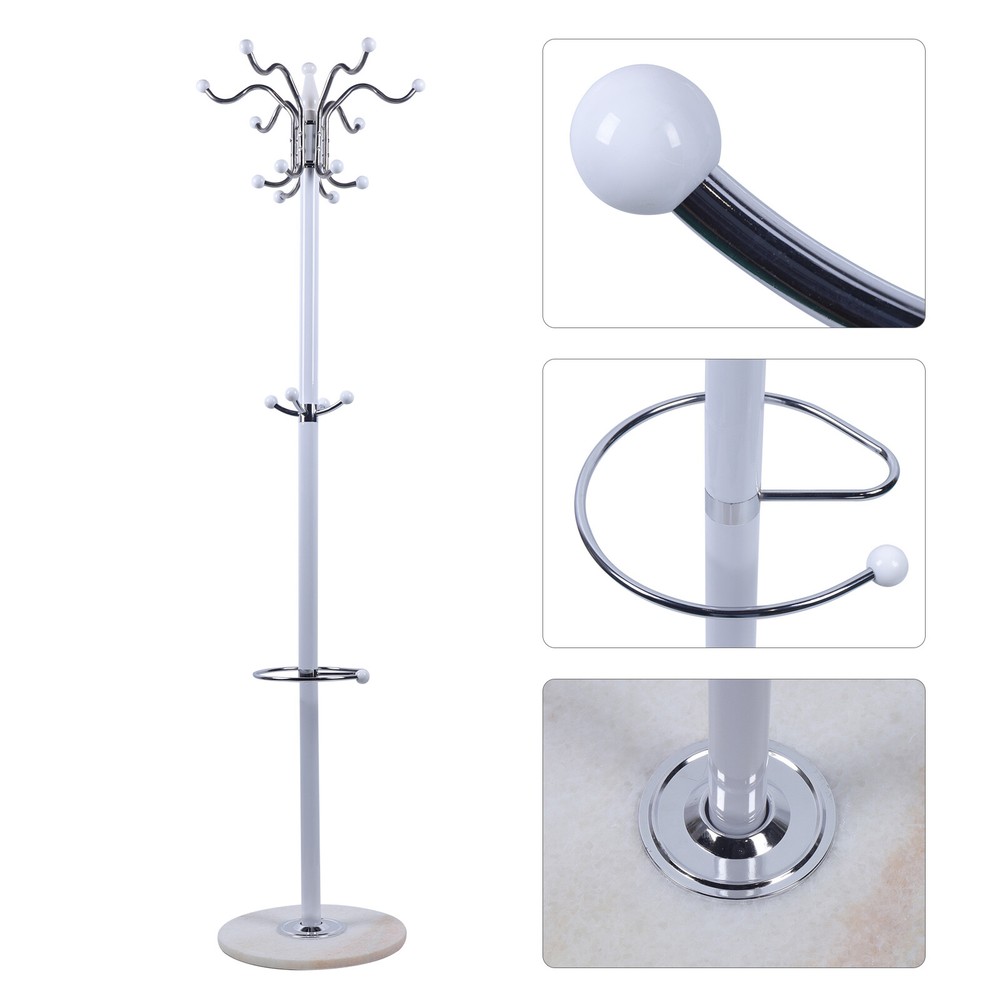 16-Hook Metal Coat Rack with Umbrella Holder & Hat Tree Stand - Made in USA  