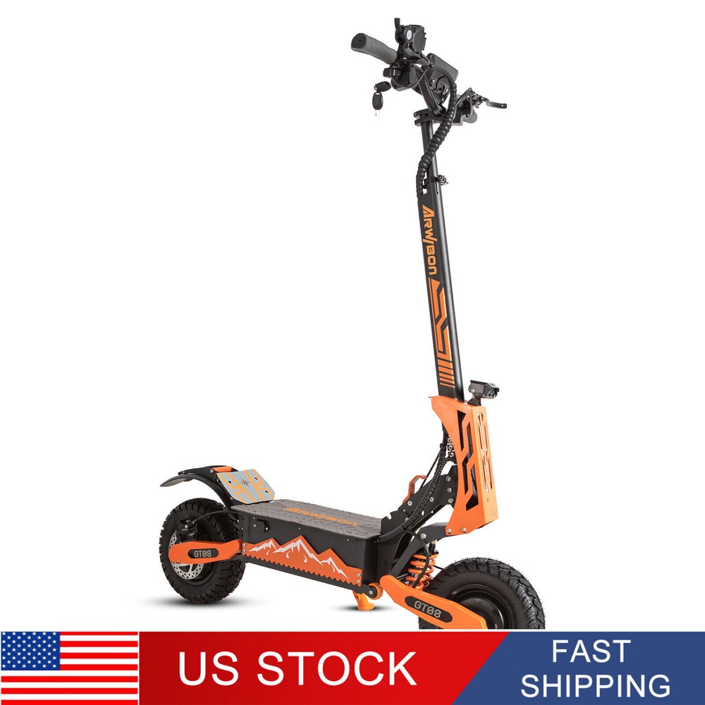 60V 5600W Dual Motor Foldable Electric Scooter w 11in Off-Road Tires 27AH Battery