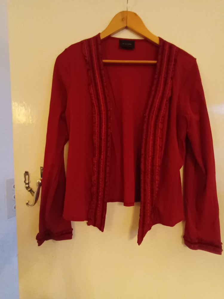 Principles Red Thin Frill Hook & Eye Cardigan in Size 16