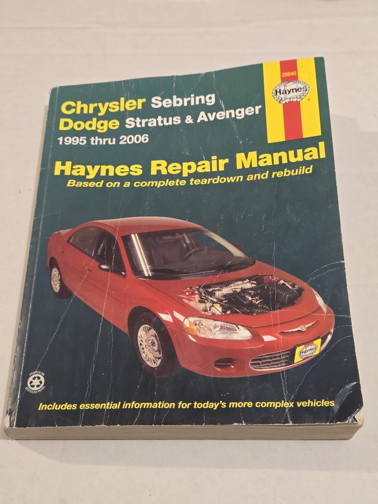 1995-2006 Chrysler Sebring Dodge Stratus Avenger Repair Manual 25040 Haynes