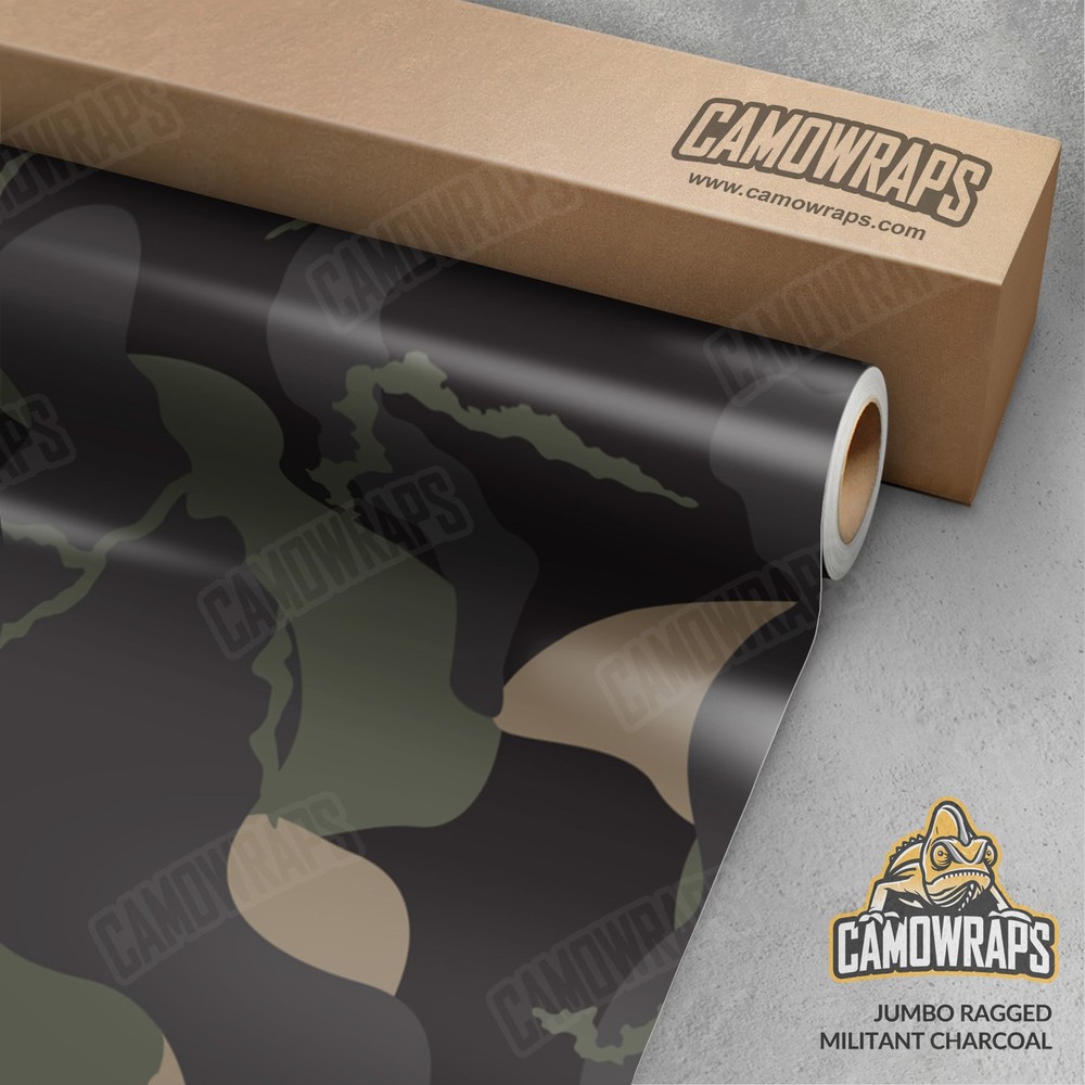 Jumbo Ragged Militant Charcoal Camo Vinyl Wrap | Durable Cast Decal Film