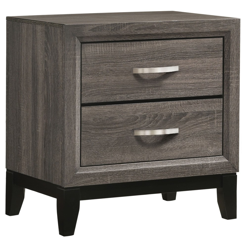 Watson Grey Oak Transitional 2-Drawer Nightstand 23.5 x 16.25 x 24.7 Inches