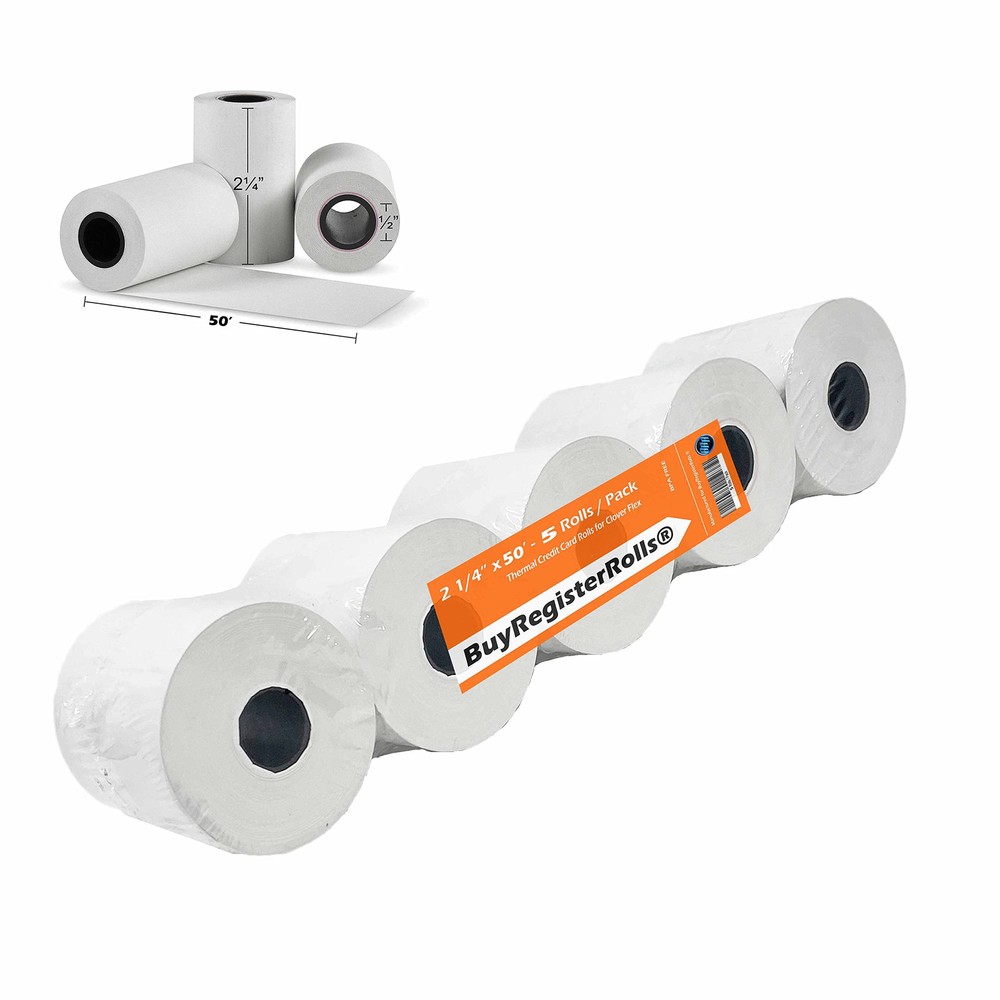 5 Rolls 2 1/4 x 50 Thermal Paper for Verifone Vx520 Ingenico ICT220 ICT25 POS  