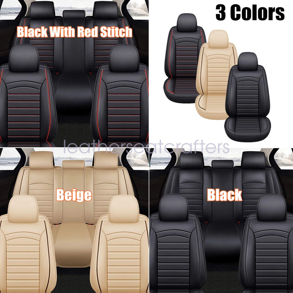 Leather Car 5-Sits Cover Front Rear For 2007-2023 Toyota Tacoma Crew Cab 4-Door