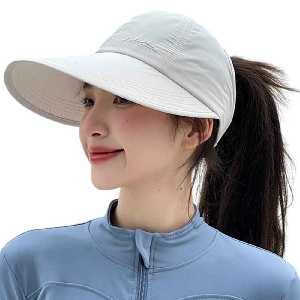 Women’s Wide Brim Sun Visor Hat with Ponytail Slot for Beach Summer Travel Gift