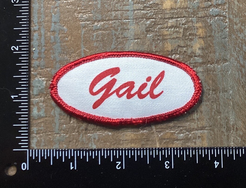 Vintage GAIL Name Tag Work Shirt Job Uniform Printed Iron-On Patch Red