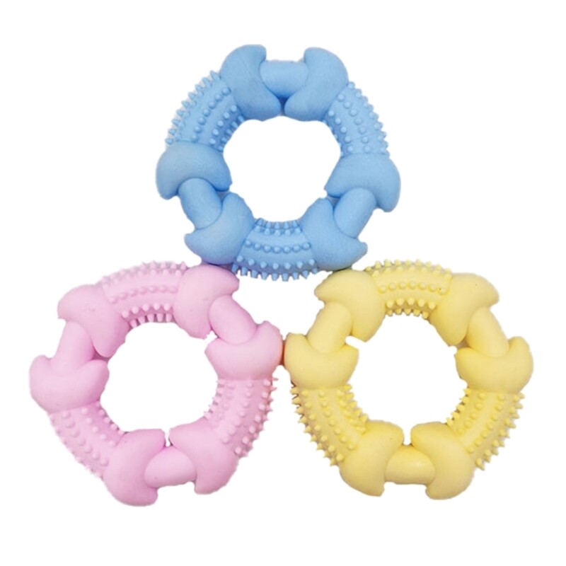 Dog Toy Pet Molar Toy Circle Shaped Chew Toy Dental Care Toothbrush Toy