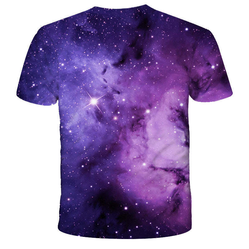 Summer Cross-border Men's Printed 3D Purple Galaxy Short-sleeved T-shirt-image