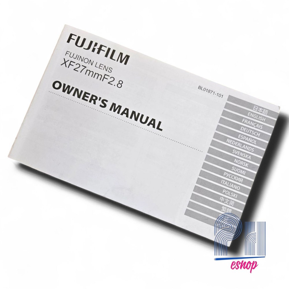 Fujifilm XF27mmF2.8 Lens Instruction Manual for Owners
