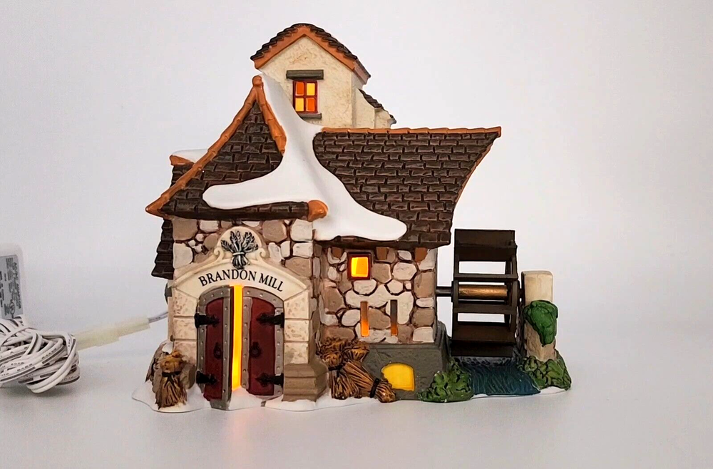 Dept 56 Dickens Village Brandon Mill 4025255 with Automated Water Wheel & Lights-image