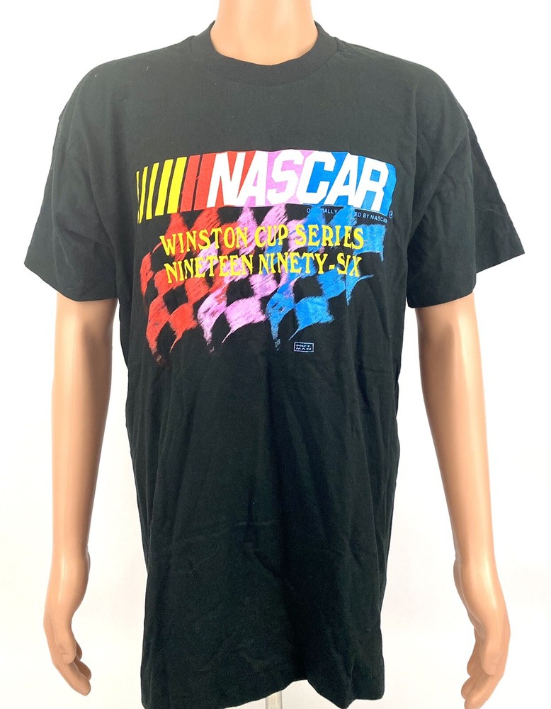 VTG 1996 NASCAR Winston Cup Series Black Graphic Tee Shirt Size Adult Large