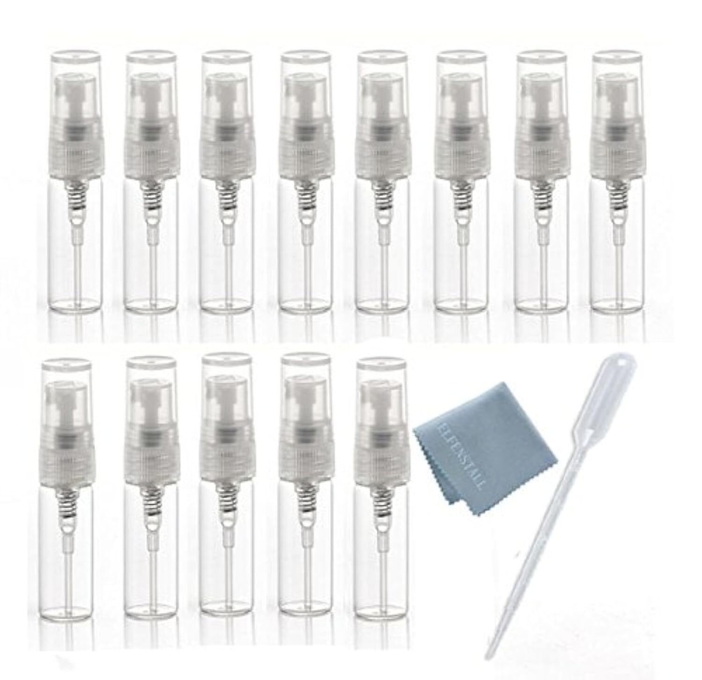 Elfenstal- 25pcs Mini Clear 3ml Fine Mist Atomizer Glass Bottle Spray
