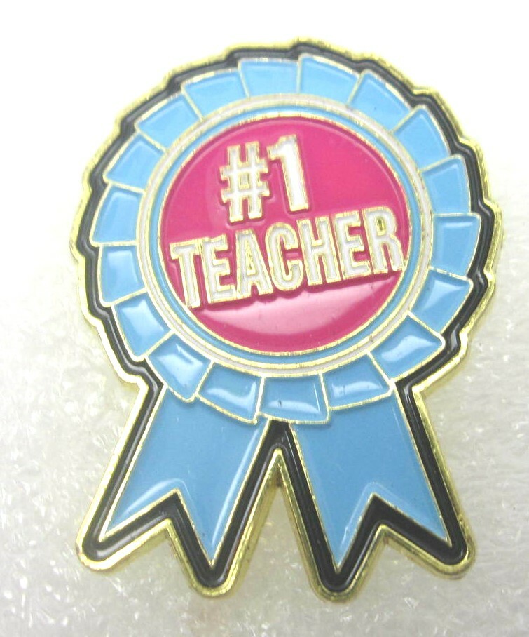 #1 Teacher Blue Ribbon Education Lapel Pin (B247)