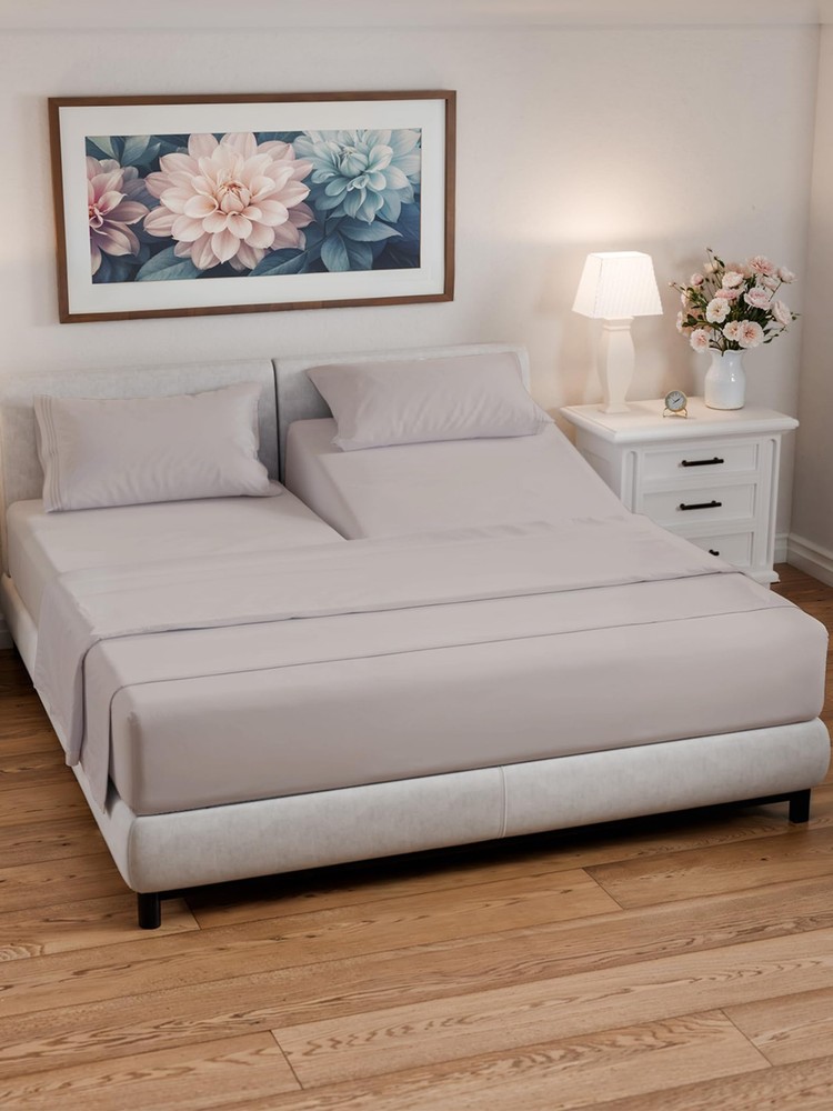Split King Sheets Set for Adjustable Beds, Easy Fit Top Sheet Design