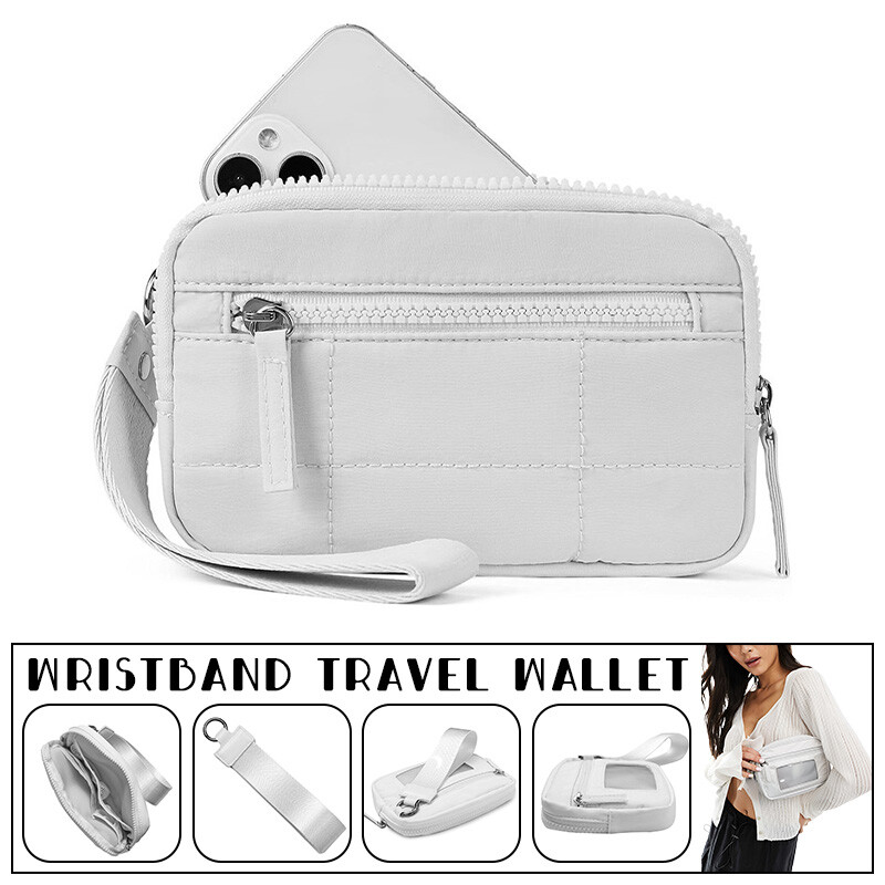 Nylon Quilted Wristlet Travel Wallet for Women with Credit Card Holder