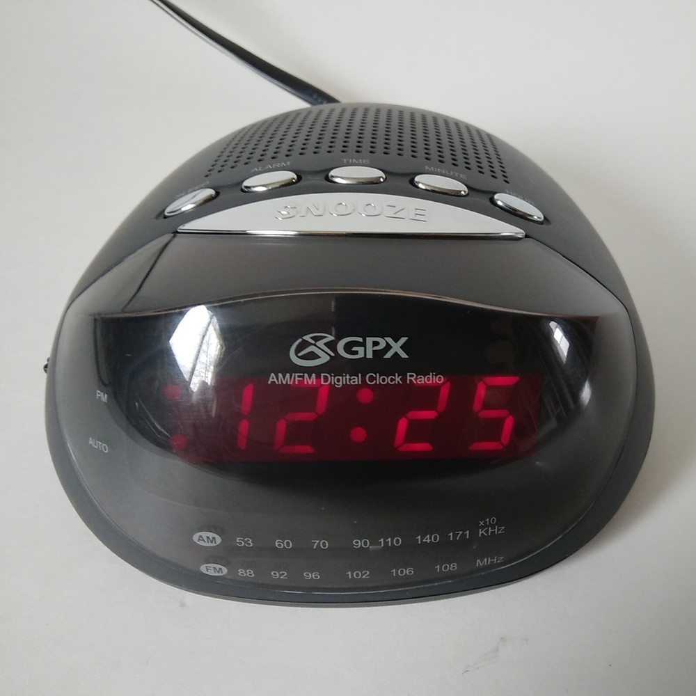 GPX Radio Alarm Clock Model: D504-Black-Corded/Batt.Bkup.-Tested/Works