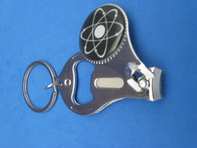 ATOM Symbol Keychain with Nail Clipper and Bottle Opener #240