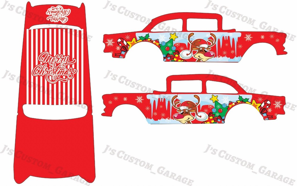 Christmas  55 gasser 1/64 custom water slide decal for Hot Wheels