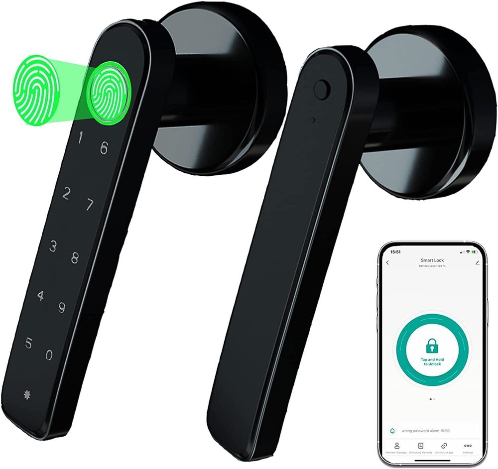 Smart Biometric Fingerprint Door Lock with Tuya App & Handle-image