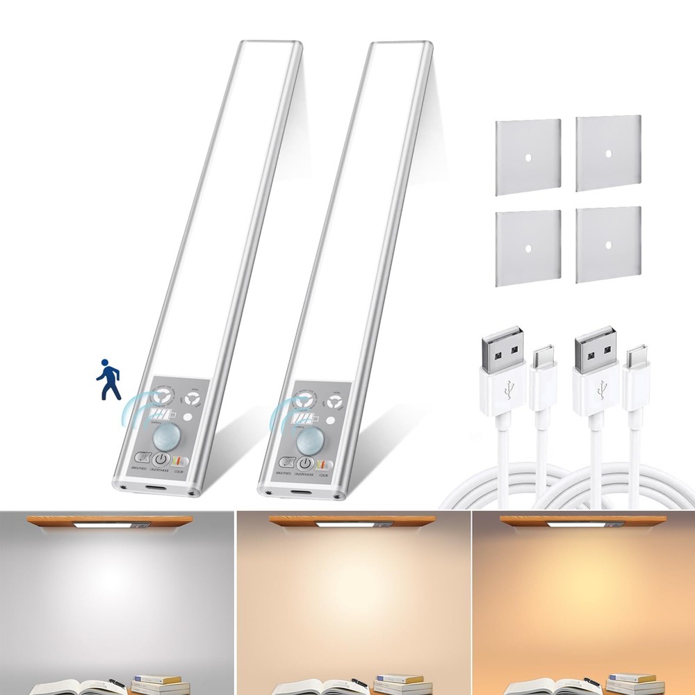 Under Cabinet Lighting, 2200 mAh Rechargeable Motion Sensor Light Indoor, 10 ...