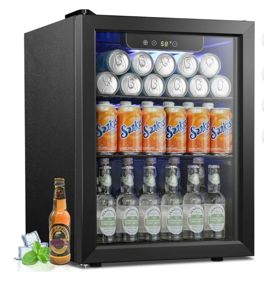 1.7 Cu.ft 16-Bottle Wine Cooler With Glass Door & Adjustable Shelves