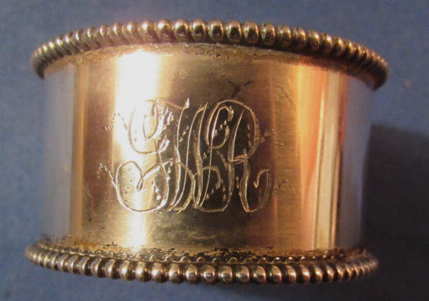 VINTAGE TOWLE STERLING SILVER NAPKIN RING FANCY BRIGHT CUT ENGRAVED LETTERS