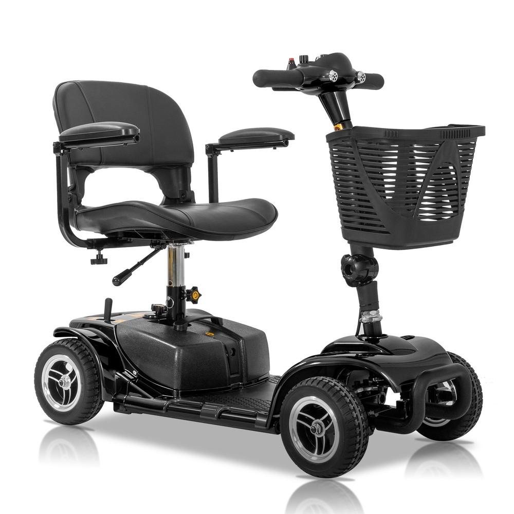 4-Wheel Folding Electric Scooter for Seniors with LED Lights and 15° Climb