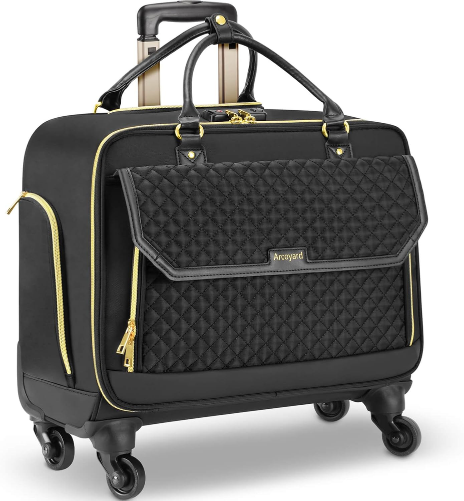 Rolling Laptop Bag, Briefcase for Women and Men with 4 Spinner Wheels and Handle