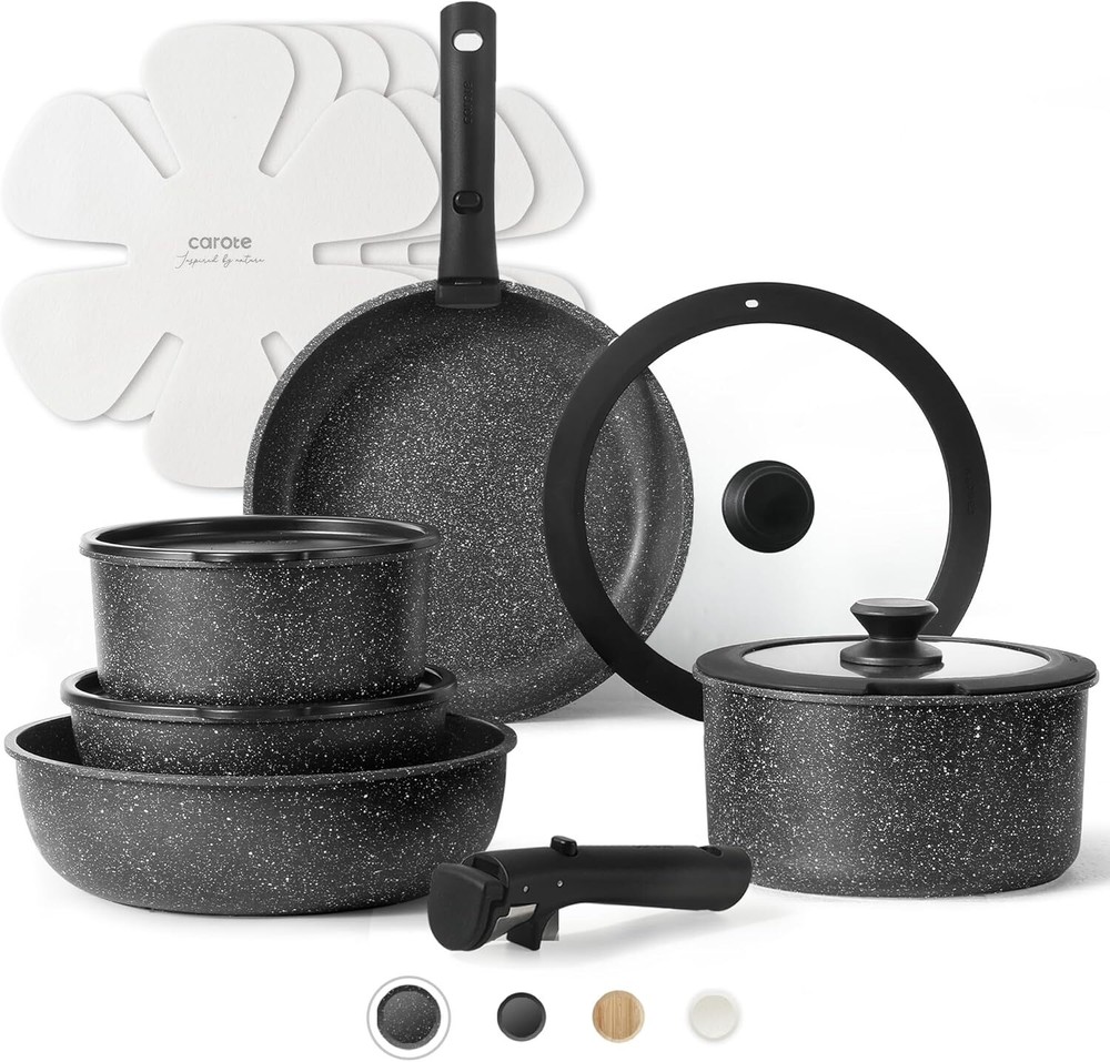 CAROTE 15pcs Pots and Pans Set Non Stick, Cookware Sets, Kitchen Set, Oven/Di