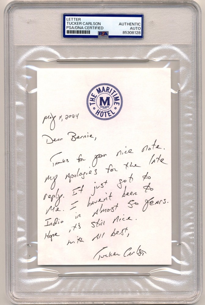 Conservative Icon Tucker Carlson Signed Autograph Letter Note Fox News PSA