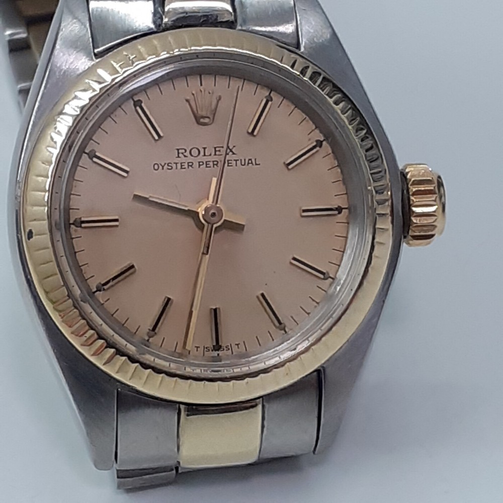 Rolex Oyster Perpetual Ladies 26 mm Two Tone Big Head Watch 6719 Circa 1978