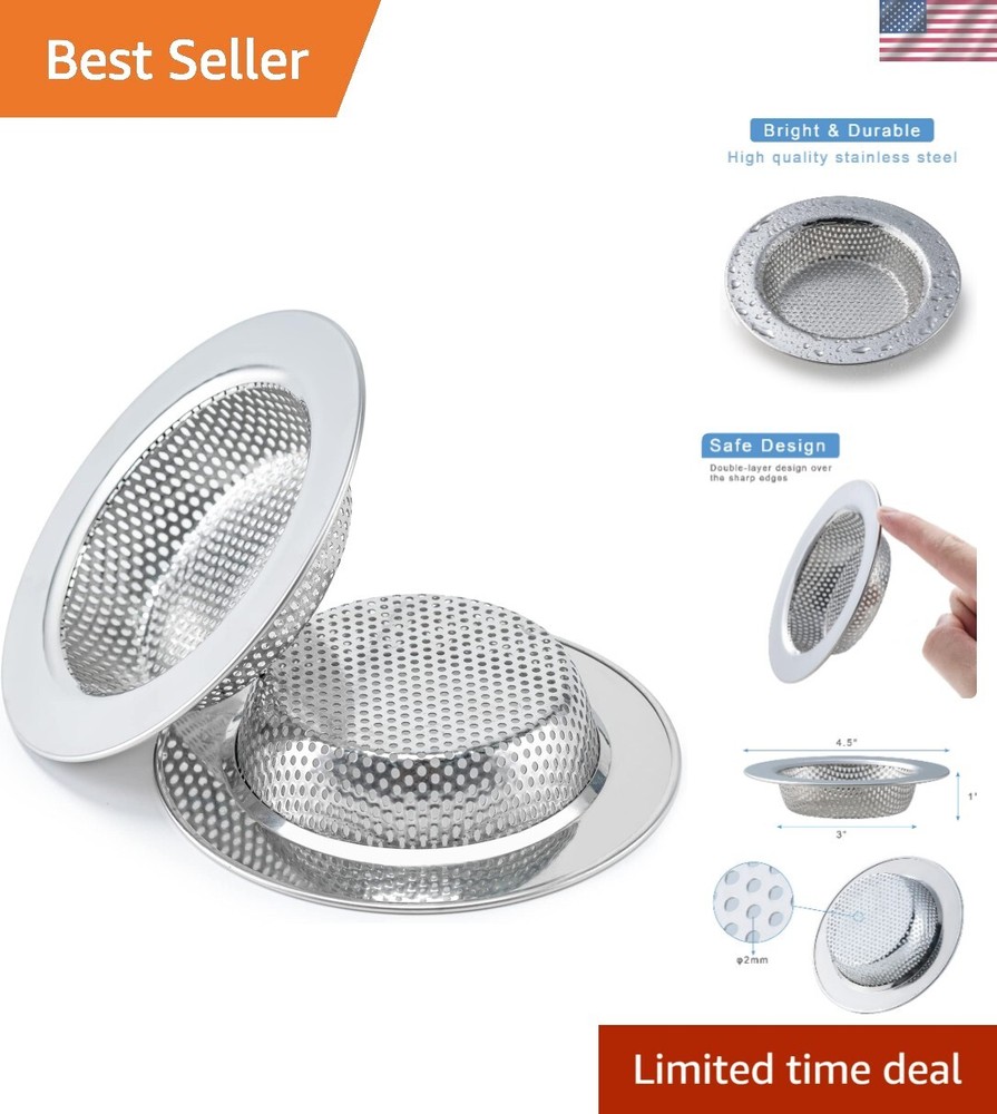 2 Pcs Sink Strainer for Most Kitchen Sink Drain Basket, Upgraded Double-Layer...