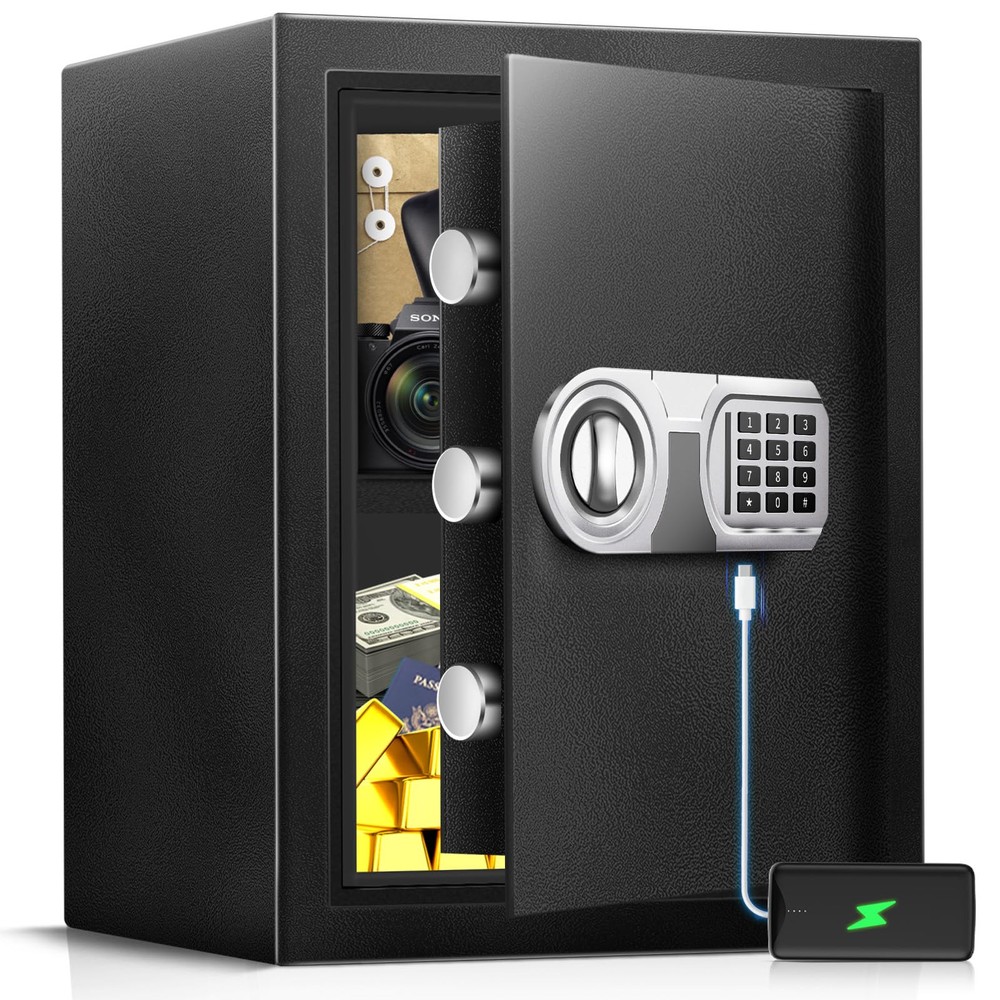 2.5 Cu Ft Fireproof Waterproof Digital Safe Box with LED Light for Home Security